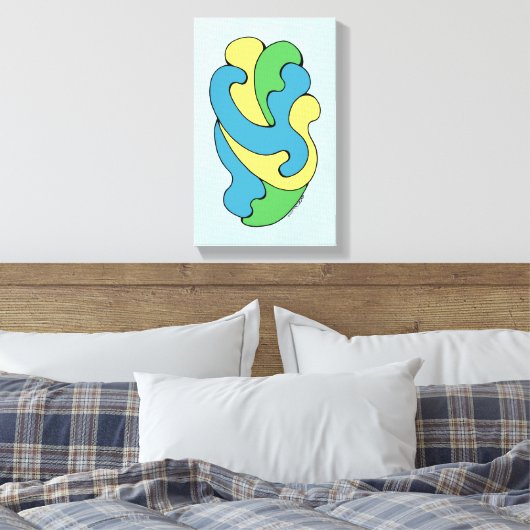 Curven omarmen (geel, blauw, groen) canvas afdruk (Insitu (Slaapkamer))