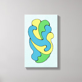 Curven omarmen (geel, blauw, groen) canvas afdruk