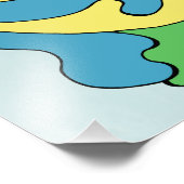 Curven omarmen (geel, blauw, groen) foto afdruk (Hoek)