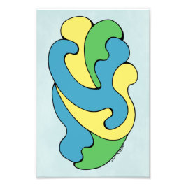 Curven omarmen (geel, blauw, groen) foto afdruk
