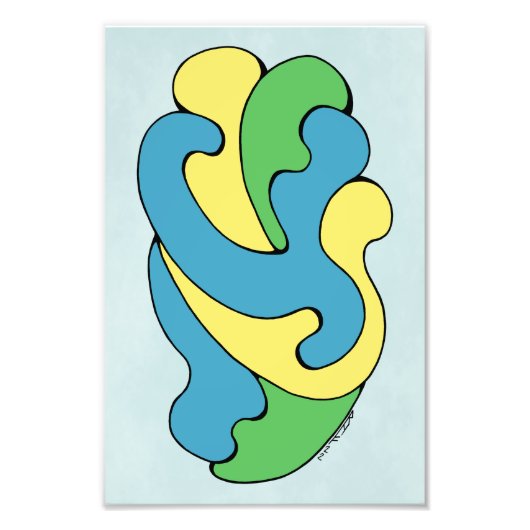Curven omarmen (geel, blauw, groen) foto afdruk (Voorkant)