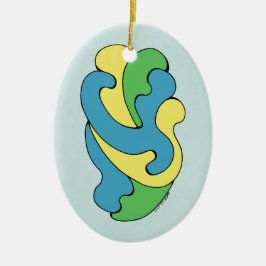 Curven omarmen (geel, blauw, groen) keramisch ornament