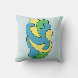 Curven omarmen (geel, blauw, groen) kussen