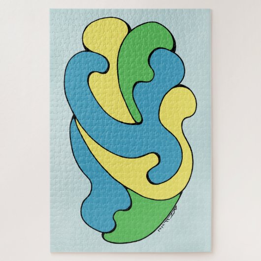 Curven omarmen (geel, blauw, groen) legpuzzel (Verticaal)