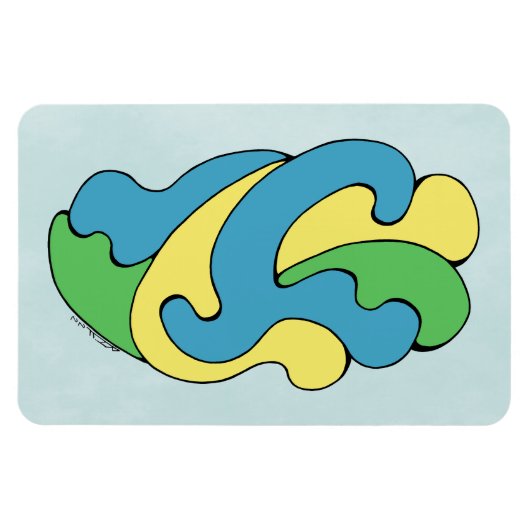 Curven omarmen (geel, blauw, groen) magneet (Horizontaal)