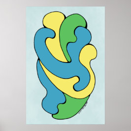 Curven omarmen (geel, blauw, groen) poster