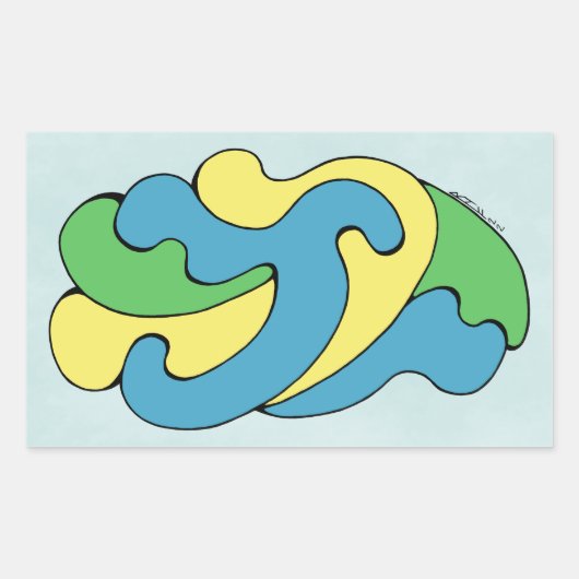 Curven omarmen (geel, blauw, groen) rechthoekige sticker (Voorkant)