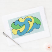 Curven omarmen (geel, blauw, groen) rechthoekige sticker (Envelop)