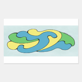 Curven omarmen (geel, blauw, groen) rechthoekige sticker