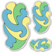 Curven omarmen (geel, blauw, groen) sticker (Voorkant)