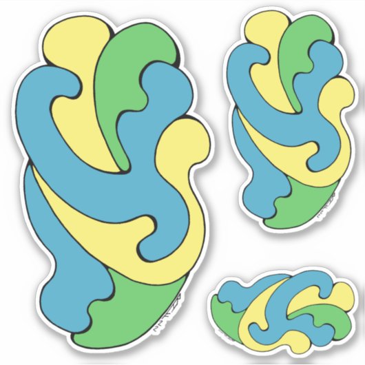 Curven omarmen (geel, blauw, groen) sticker (Voorkant)