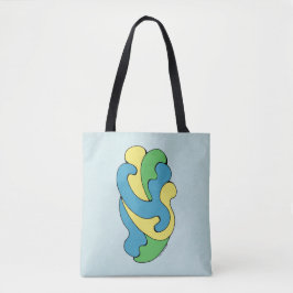 Curven omarmen (geel, blauw, groen) tote bag