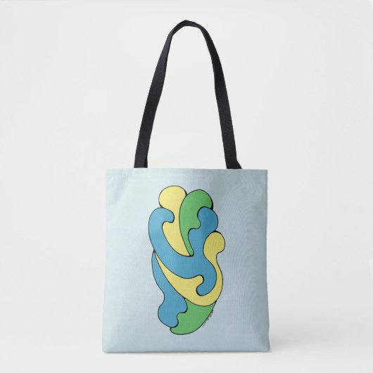 Curven omarmen (geel, blauw, groen) tote bag (Voorkant)