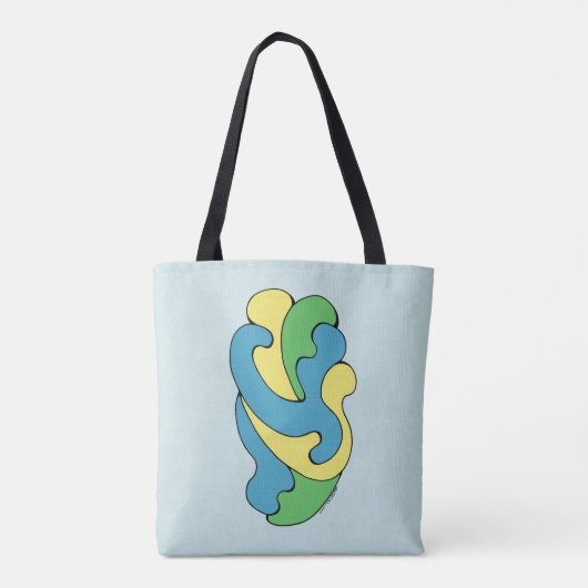 Curven omarmen (geel, blauw, groen) tote bag (Achterkant)
