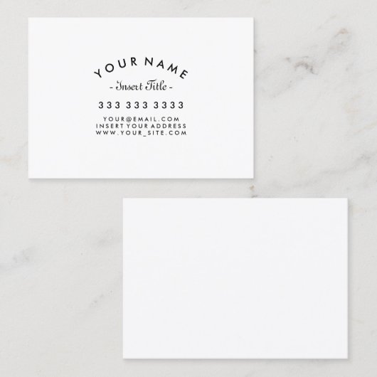 Curven Tekst Professioneel Zwart en Witte Aangepas Visitekaartje (Voorkant / Achterkant)