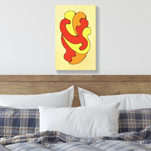 Curven voor omhulling (geel, rood, Oranje) Canvas Afdruk (Insitu (Slaapkamer))