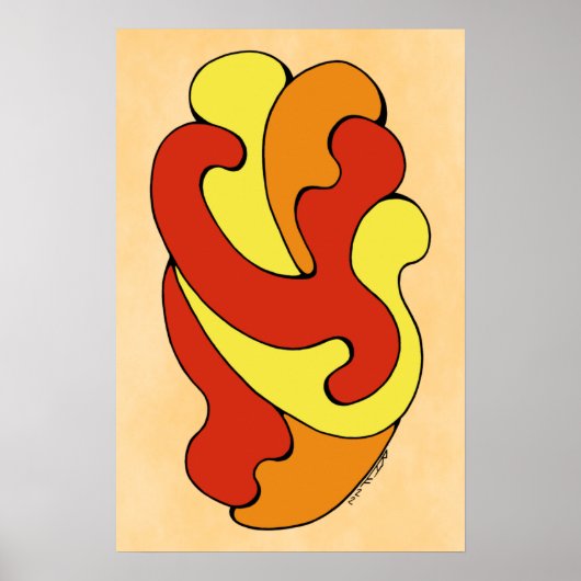 Curven voor omhulling (geel, rood, Oranje) Poster (Voorkant)