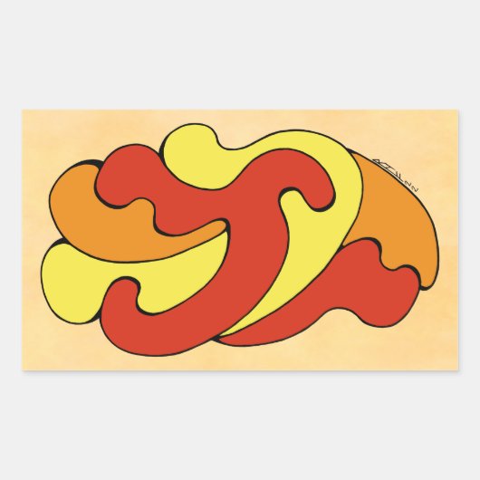 Curven voor omhulling (geel, rood, Oranje) Rechthoekige Sticker (Voorkant)