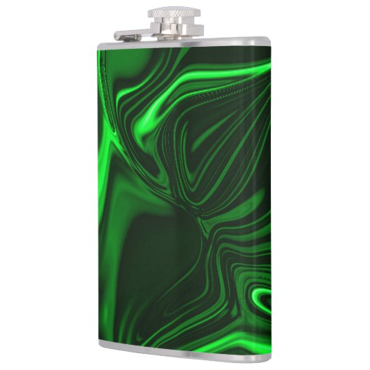 Curves and folds green nickeled on dark background heupfles (Links)