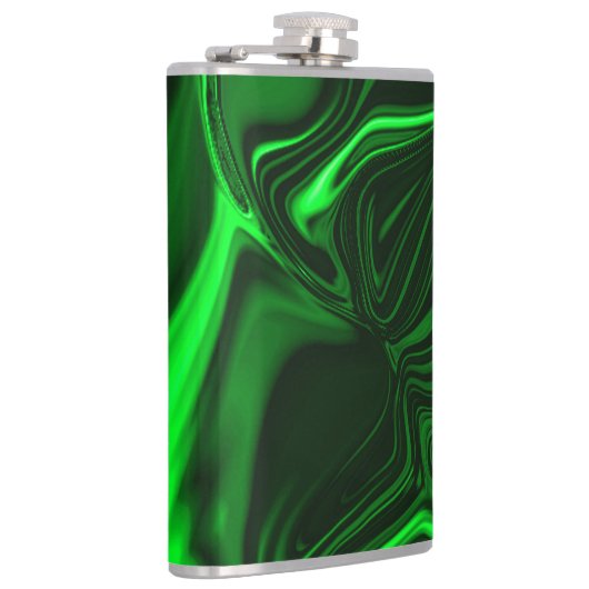 Curves and folds green nickeled on dark background heupfles (Rechts)