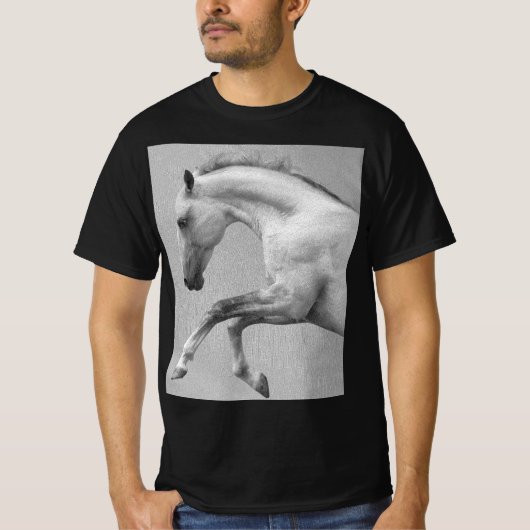 Curvet Horse Modern Animal Sjabloon Mannen Zwart T-shirt (Voorkant)