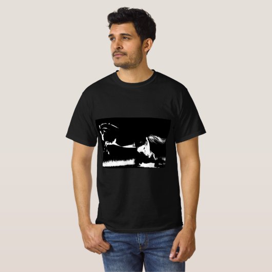 Curvet Horse Trendy Modern Pop Art Sjabloon Mannen T-shirt (Voorkant volledig)