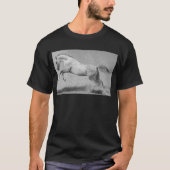 Curvet Paard Dier Sjabloon Mannen Modern Zwart T-shirt (Voorkant)