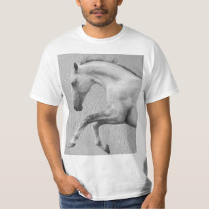 Curvet Paard Mannen Moderne Witte Dier Sjabloon T-shirt