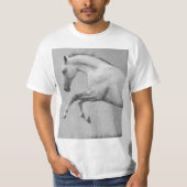 Curvet Paard Sjabloon Mannen Moderne Witte Dieren T-shirt (Voorkant)