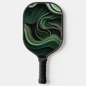 Curvilineair abstract in groen en grijs pickleball paddle (Achterkant)