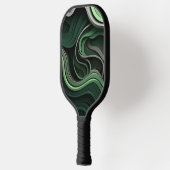 Curvilineair abstract in groen en grijs pickleball paddle (Links)