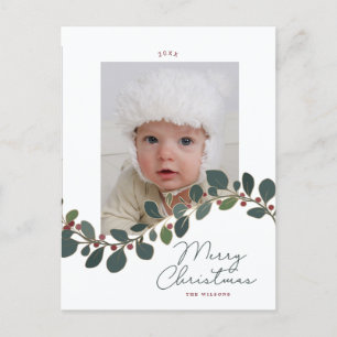 Curving Berry Leaf-spray op kerstfeestdag Briefkaart