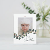 Curving Berry Leaf-spray op kerstfeestdag Briefkaart (Staand voorkant)