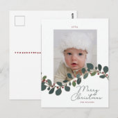 Curving Berry Leaf-spray op kerstfeestdag Briefkaart (Voorkant / Achterkant)