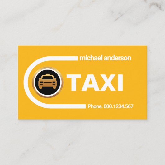 Curving Destination Transport Routes Yellow Taxi Visitekaartje (Voorkant)