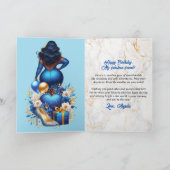 Curvy Afro-Amerikaanse Vrouw Blauw Glam Verjaardag Kaart (Binnen)