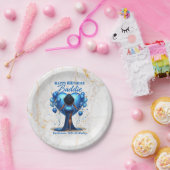 Curvy Afro-Amerikaanse Vrouw Blauw Glam Verjaardag Papieren Bordje (Feest)