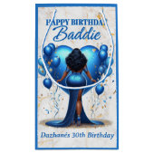 Curvy Afro-Amerikaanse Vrouw Blauwe Verjaardagsbad Klein Cadeauzakje (Achterkant)