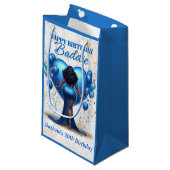 Curvy Afro-Amerikaanse Vrouw Blauwe Verjaardagsbad Klein Cadeauzakje (Voorkant Gekanteld)