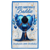 Curvy Afro-Amerikaanse Vrouw Blauwe Verjaardagsbad Klein Cadeauzakje (Voorkant)