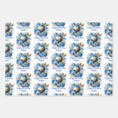 Curvy Afro-Amerikaanse Vrouw Glam Blauw Verjaardag Inpakpapier Vel (Voorkant 3)