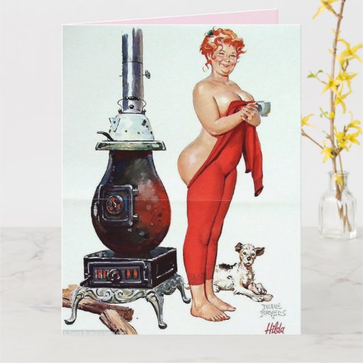 CURVY BARE BILLEN HILDA KERSTKAART KAART (Gele Bloem)