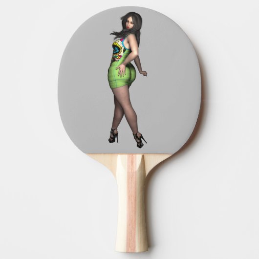 CURVY BIG BOTTOMED LADY PING PONG PADDLE TAFELTENNISBATJE (Voorkant)