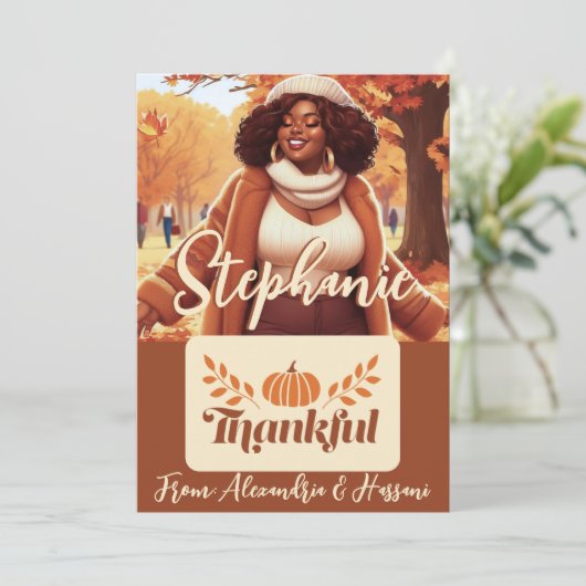 Curvy Black Vrouw Dankbaar Cadeau Kaart Houder (Staand voorkant)