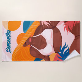 Curvy Black Woman, Beach Vacation Ready, naam Strandlaken