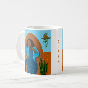 Curvy, Black Woman, Houseplant, Oranje & blauw Koffiemok