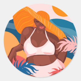 Curvy Black Woman, klaar voor bedekking Ronde Sticker