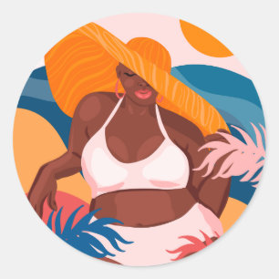 Curvy Black Woman, klaar voor bedekking Ronde Sticker