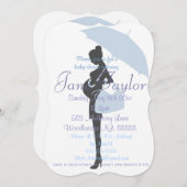 Curvy Blue Silhouette Baby Shower-uitnodigingen Kaart (Voorkant / Achterkant)