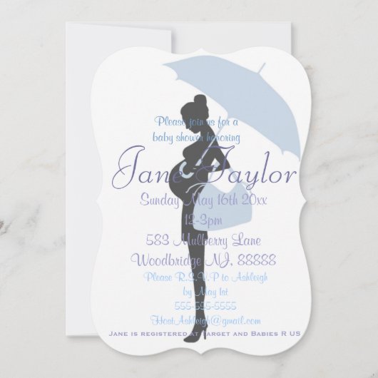 Curvy Blue Silhouette Baby Shower-uitnodigingen Kaart (Voorkant)